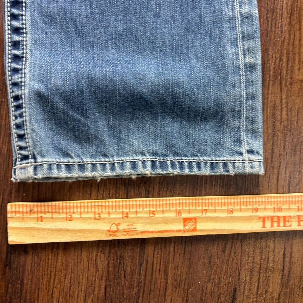 Affliction Cooper Bootcut Jeans Embroidered Western Destroyed Light Wash Size 32 - Picture 12 of 13